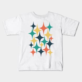 Mid Century Atomic Starburst Teal, Yellow, Orange Kids T-Shirt